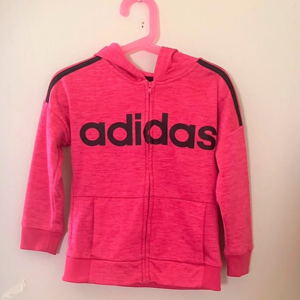 Adidas Size 5 girls hoodie hot pink & blck